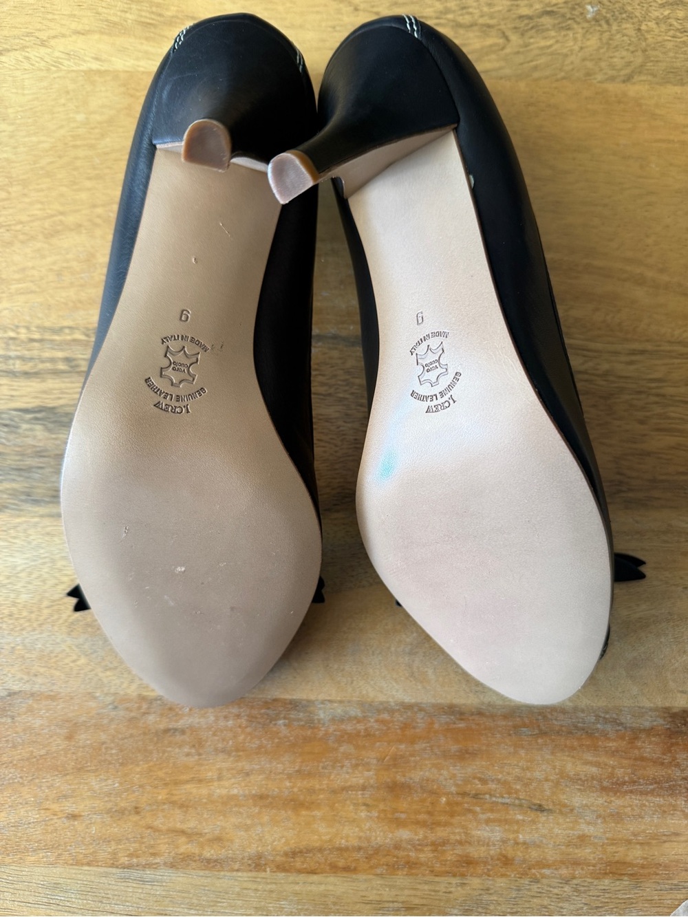 J. Crew Fulham Leather Peep-Toe Black Heels - Size 9 - Picture 10 of 12